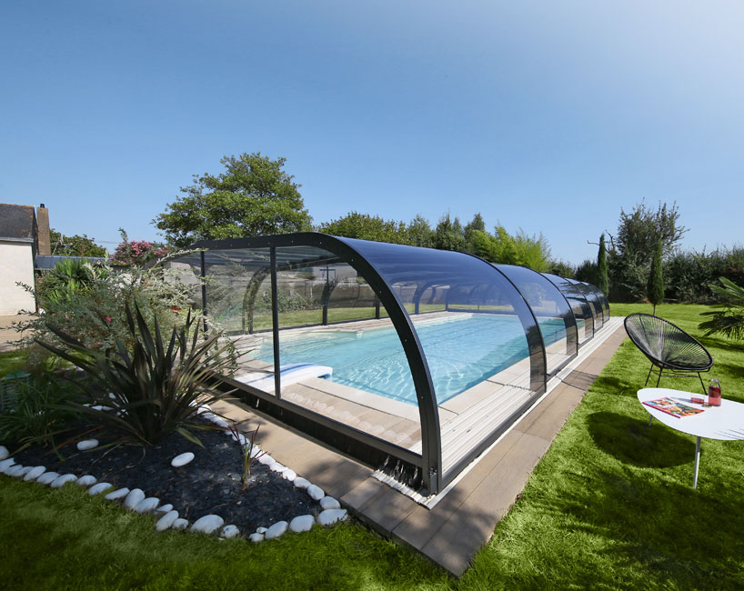 Abri piscine mi-haut Confort - piscine 5 x 10 m